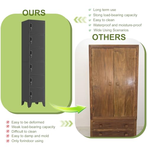 Image of 6 Tier Metal Storage Locker, 70.86 inch Narrow Vertical Steel File Cabinet