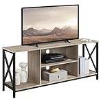 Yaheetech TV Stand for TVs up to 65 Inch, 55 Inch Entertainment Center with Storage, Wood TV Console with Shelves for Living Room, Gray