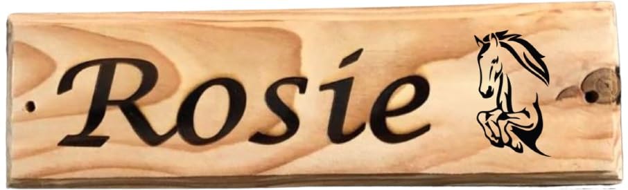 Furever Gifts Handmade Personalised Wooden Horse Stable Door Sign Various Designs 320mm x 100mm x 20mm (Horses Head 7 Calligraphy Font) — image 1