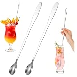 2 Stück Cocktail-Rührlöffel, Edelstahl, 12 Zoll, 30 cm Langer Griff, zum Mischen von Cocktails, Kaffee, Tee und Getränken, 2er-Set