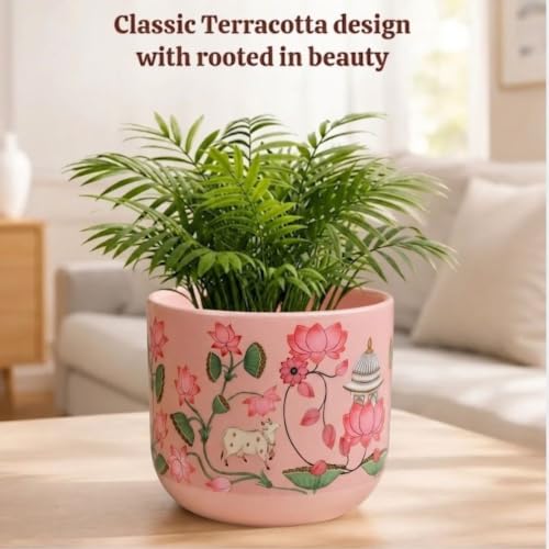 Image of Urban Upvan Decorative Terracotta Tradition Lotus Planter Pot for Home & Garden | Indoor Outdoor Flower Pot for Balcony, Living Room, Office & Table Decor (Pack of 1)