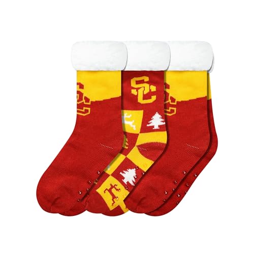 FOCO USC Trojans NCAA Womens Fan Footy 3 Pack Slipper Socks