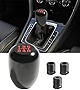 ESEWALAS Gear Shift Knob,5 Speed Manual Gearbox Shift Knob,Car Modification Manual Knob Gear Shift Head Shifter,M12x1.25 Screw On Aluminum,Manual Gear Shift Knobs Replacement Fit(Black)