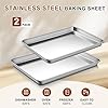 Baking Sheet Set of 2, Commercial Grade Stainless Steel Cookie Sheets for Baking, 17.5''x13'' / 15.7''x12'', Thicker and Firmer Baking Pans Set, Rust & Warp Resistant & Nonstick, Nontoxic & Heavy Duty #4