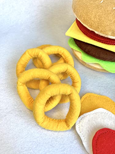 Hamburger & Side Dishes Set / Handmade Felt Play Food For Kids / Pretend Play / Montessori / Educational Kitchen Toys / Role Play / Ready To Ship (Complete Set) #TOP3