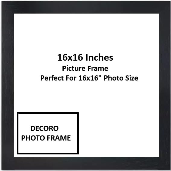 DECORO Square 16x16 Inch Black Photo Frame | Poster Frame | 16x16inch Wooden Photo Frame | Black Picture Frames | (Black, 16x16 inch)