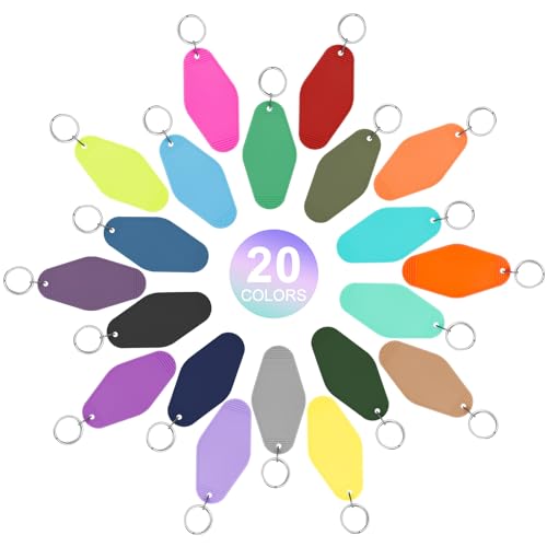 Image of LOTMER 20 /30 /40 /80 PCS Hotel Keychain Blank with Key Rings, 60 Colors Motel Key Chains for DIY Keychains