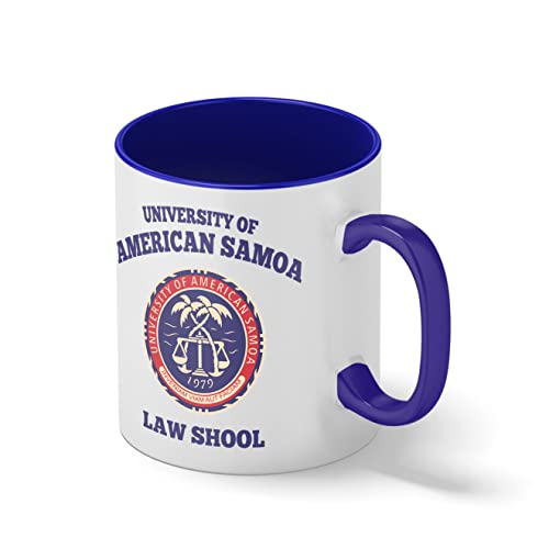 University of American Samoa Law School Better Call Saul goodman Blanc tasse de café avec le bleu et poignée Rim Mug