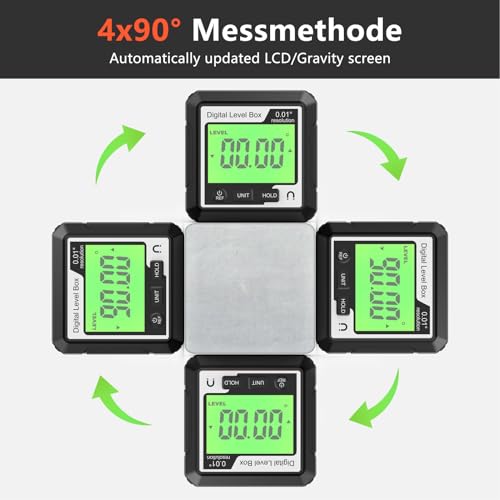 Digitalwinkel -Findersanzeige Mini -Prognosewinkel -Finder Messwerkzeug Elektronische Niveau Accessoire mit Magnet für Konstruktion, Holzbearbeitung und Maschinerie (Schwarz und ß)