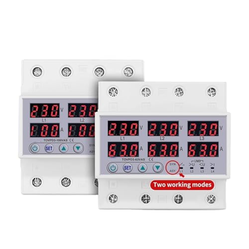 Relé protector de corriente contra picos de voltaje ajustable 3P+N para carril DIN 3X220V 2