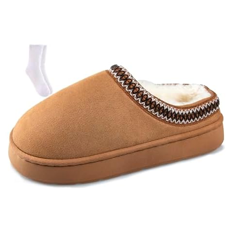 TOCONFFON Women's Fuzzy Cozy Warm Slippers Lightweight Platform House Slippers Fluffy Anti-Skid Plush Memory Foam Indoor Outdoor Home Shoes(Brown,8-8.5) Cover