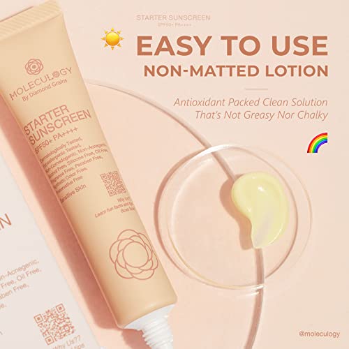 Facial Starter Sunscreen Cream Premium Quality Moleculogy Collection - Sunscreen & Aloe Soothing, Cooling, Moisturizing, Vegan Organic 12 Hours - No Sticky Residue – Eco-Friendly (Sunscreen) #TOP5