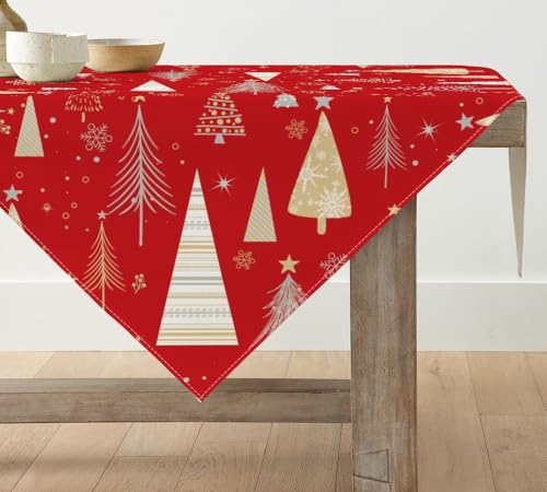 Artoid Mode Boho Rot Bäume Weihnachten Tischdecke, Tischwäsche...