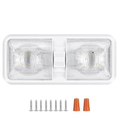 BLAUESGAS 1 Pack RV Lights Interior 12V Led 8W Ceiling Double Dome Camper Light 600 Lumen Brightness Light Fixture for RV Camper Trailer Boat Car, Natural White 4000-4500K, 48 X 2835 SMD LED
