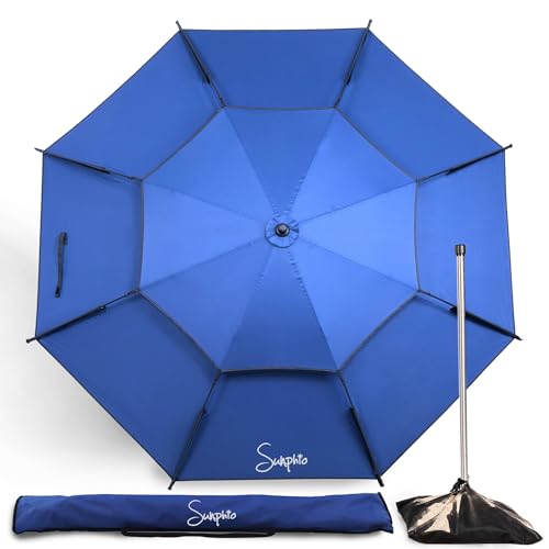 Sunphio Sombrilla Playa Grande Antiviento, Proteccion Solar UV 50, 200 cm, Paraguas Playa Resistentes al Viento Reforzada, Pequeña, Fuertes, Ligera y Portátil, Sombrillas Jardín Paravientos