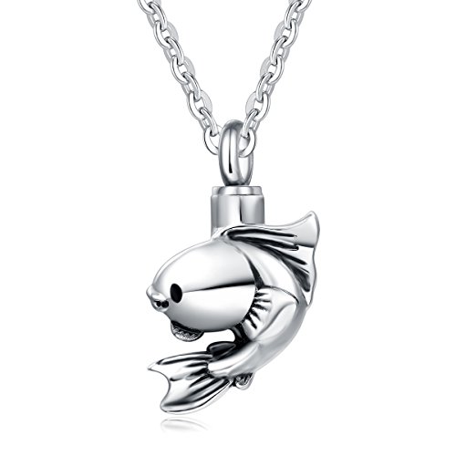 Uny trendy stainless steel fish pet urn ashes pendant memorial as…