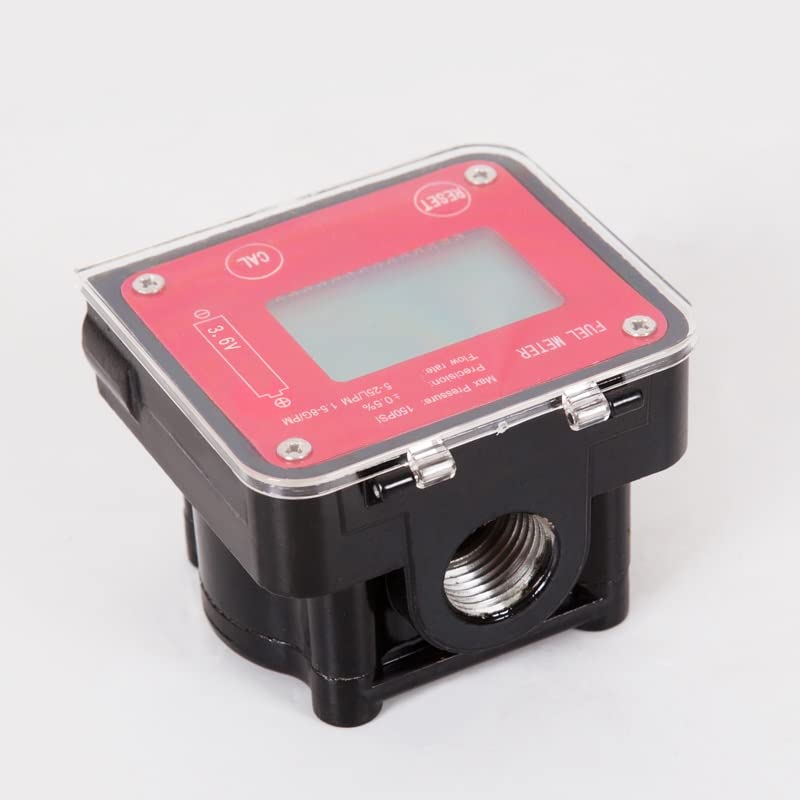 NEFWM-02 Medidor de flujo digital para bomba de transferencia de líquidos diésel, aceite y agua Adblue 5-25 l/min, 1/2 pulgadas, medidor de líquidos.