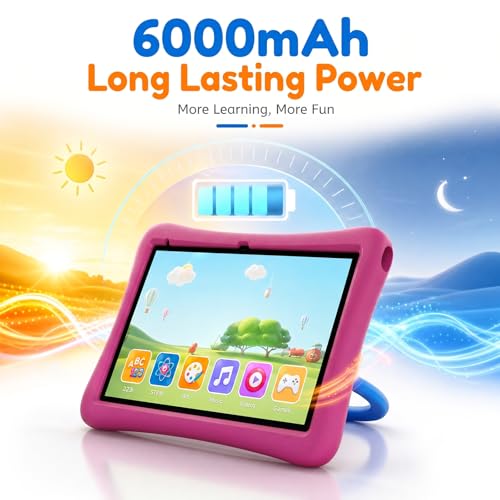 Image of Kids Tablet 10 Inch Android Tablet for Kids Comes with a Shock-Resistant Protective Case, 8GB RAM 32GB ROM Tablets Supports 1TB MicroSD, 6000mAh Battery Dual Cameras 5G Wifi6 Android Tablets with Case