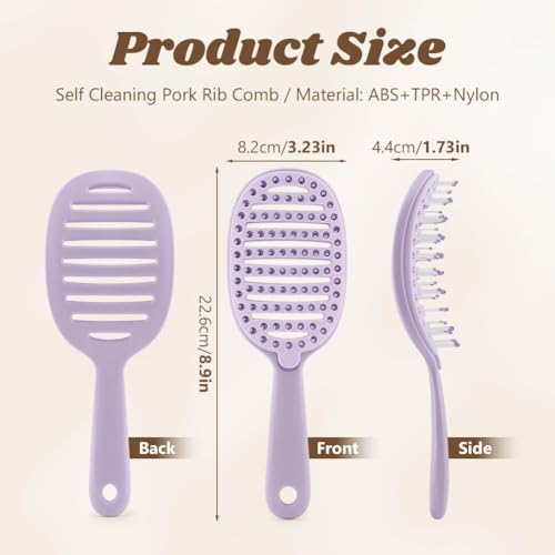Image of Detangling Hair Brush,Curly & Straight Hair for Women Men,Portable Vented Paddle Brush for Wet Dry & Damaged Hair,Salon & Home Personal Use (Purple)