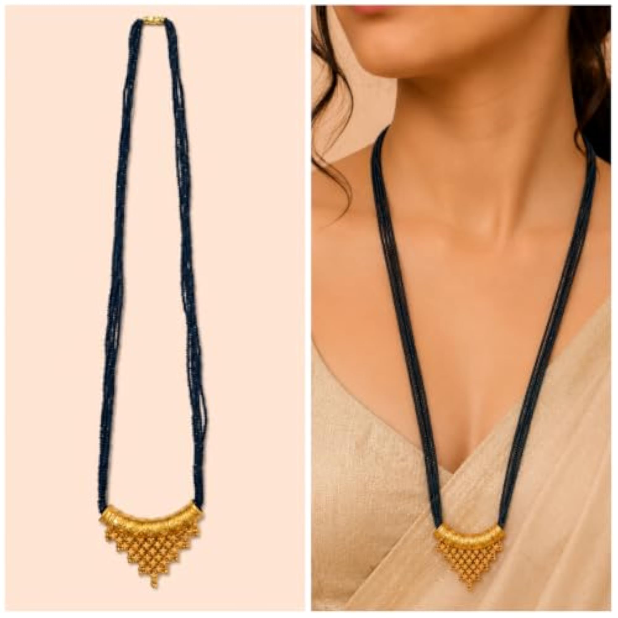 Traditional Nepali Antique Gold-Plated Mangalsutra Set