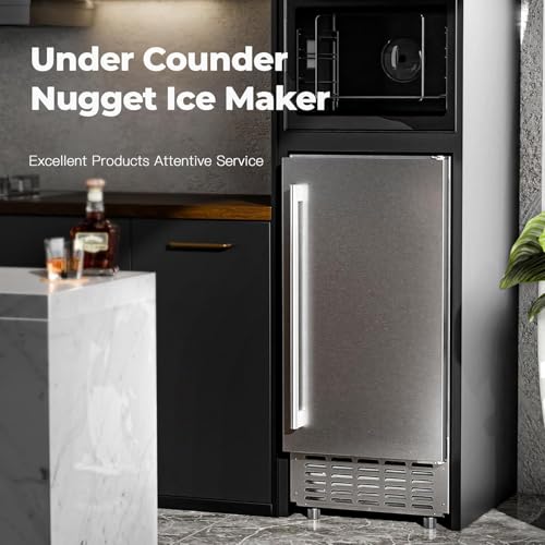 Image of Kismile Under Counter Nugget Ice Maker, Pebble Ice Machine 80 lbs /Day, 24H Timer, Self-Cleaning, Double Ice Baskets, Built-in Ice Maker for Home & Office (Grey)