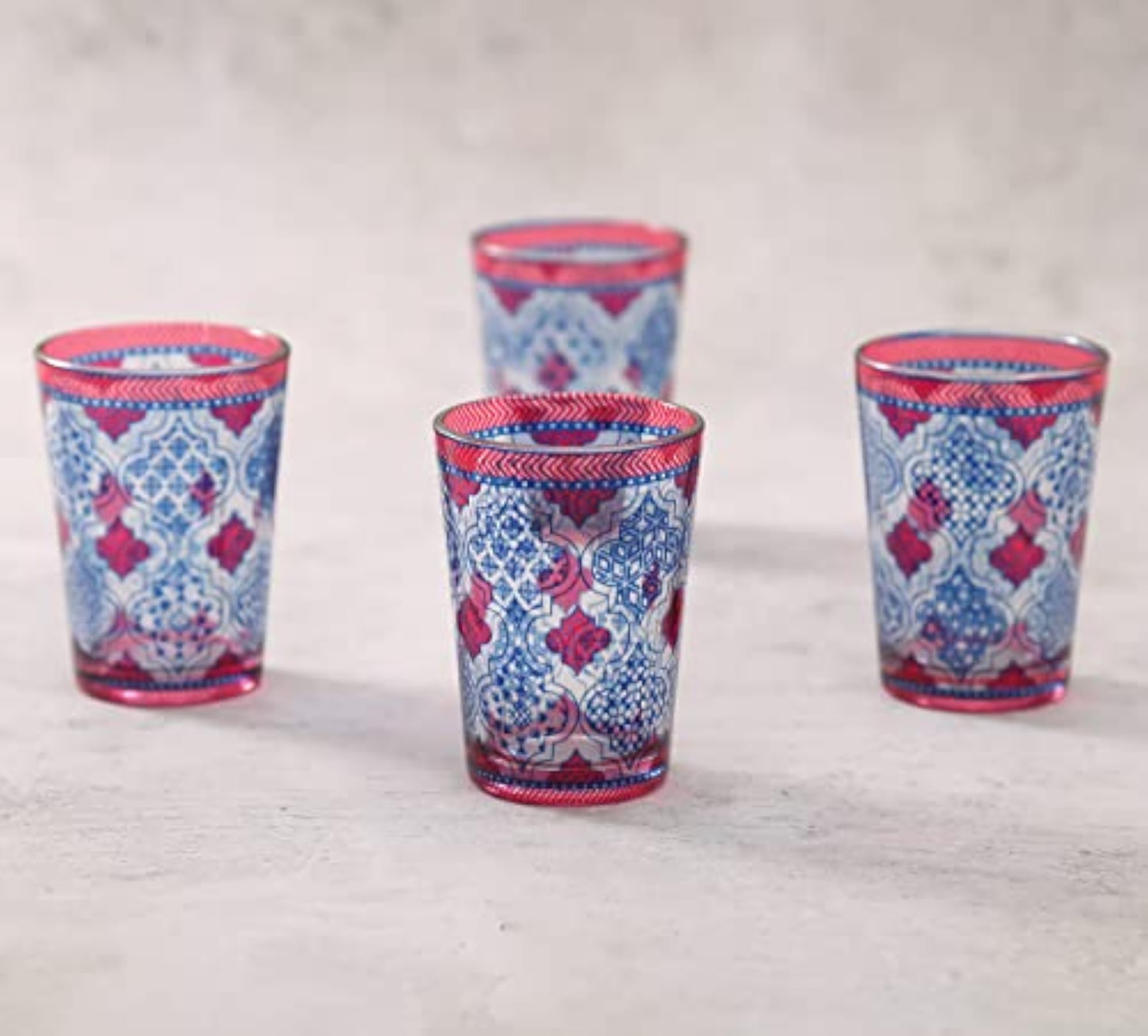 Mughal Jhali Printed Kullad Tea Serving Glasses Set of 4