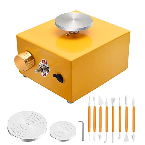 with 2 Mini Turntable Pottery Wheel Machine, Electric Pottery Wheel Forming Machine DIY