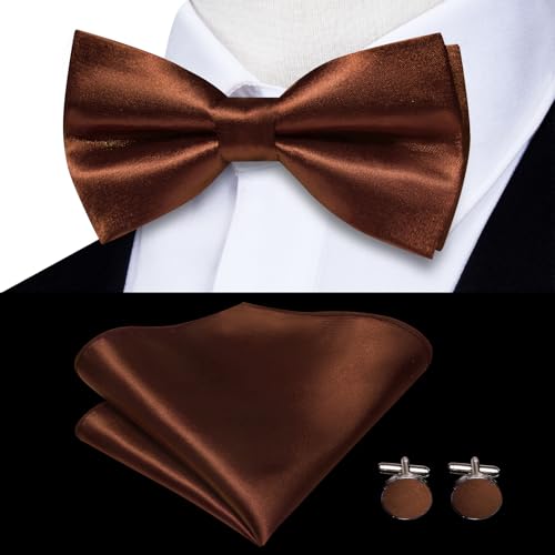 Image of Hi-Tie Men Suspender Bowtie Set Suspenders Pre-tied Bow Tie Pocket Square Cufflinks Adjustable Y Shape 6 Clips Braces Tuxedo