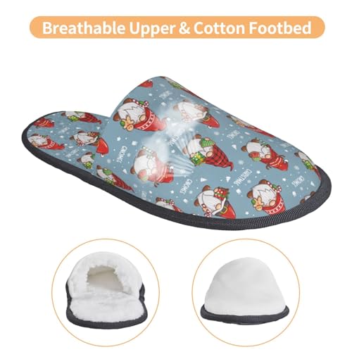 Snowflake Christmas Gnome Print House Slippers For Women And Men,Soft Slippers With Memory Foam,Non-Slip Indoor Home Shoes3