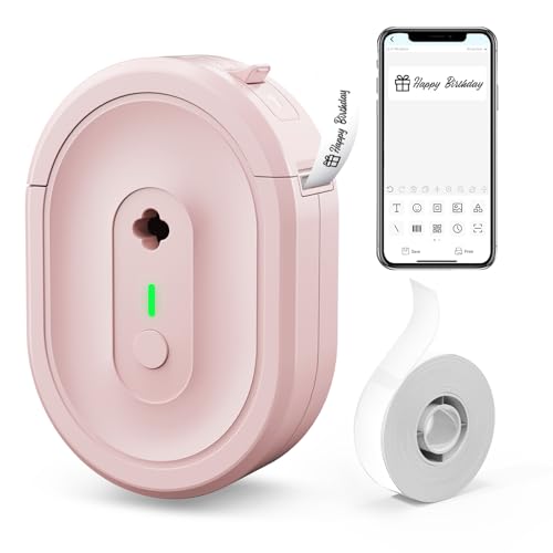 Image of Label Maker Machine with 1 Tape N12 Bluetooth Label Printer, Pink