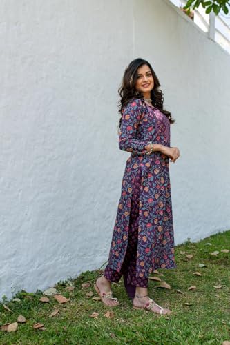 Image of GoSriKi Women's Cotton Blend Kurta with Pant & Dupatta