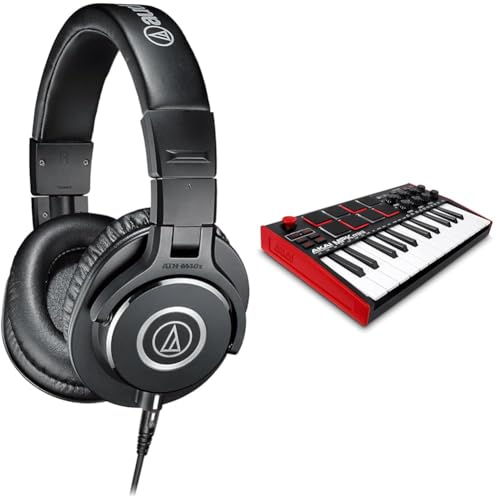 Audio-Technica M40x Auriculares Profesionales para Monitorización en Estudio Negro & Akai Professional MPK Mini MK3 - Teclado Controlador Midi USB de 25 Teclas con 8 Drum Pads