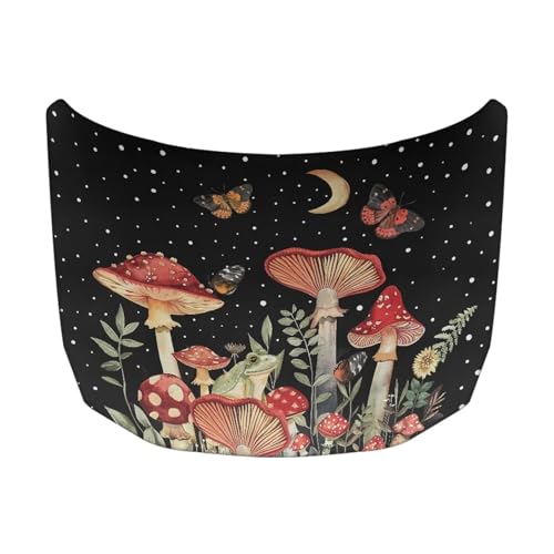 Image of Moon Mushroom Car Hood Cover Banner Car Bonnet Protection Cover Elastic Fabrics Polyester，Can be Washed Auto Decoration