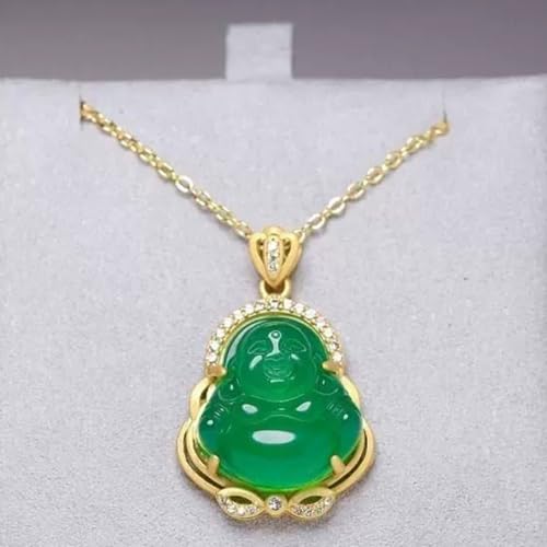 Collier en jade vert véritable d'une qualité joaillerie et argent S925 plaqué or