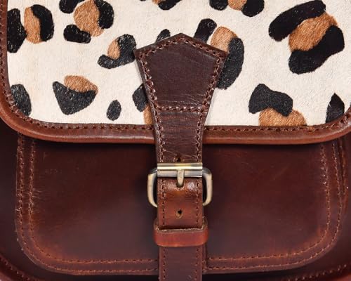 Image of Celtic Women's Leather Hair-On Flap Crossbody Sling Bag - Adjustable Strap
