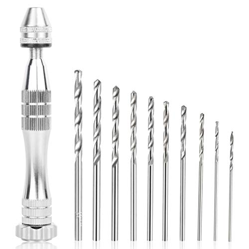 Pin Vise Hand Drill Bit, Precision Hand Drill Bits Rotary Tools, Micro Twist Drill Bits Set for Metal Wood, DIY Drilling, Jewelry, Assembling, Resin Casting Molds