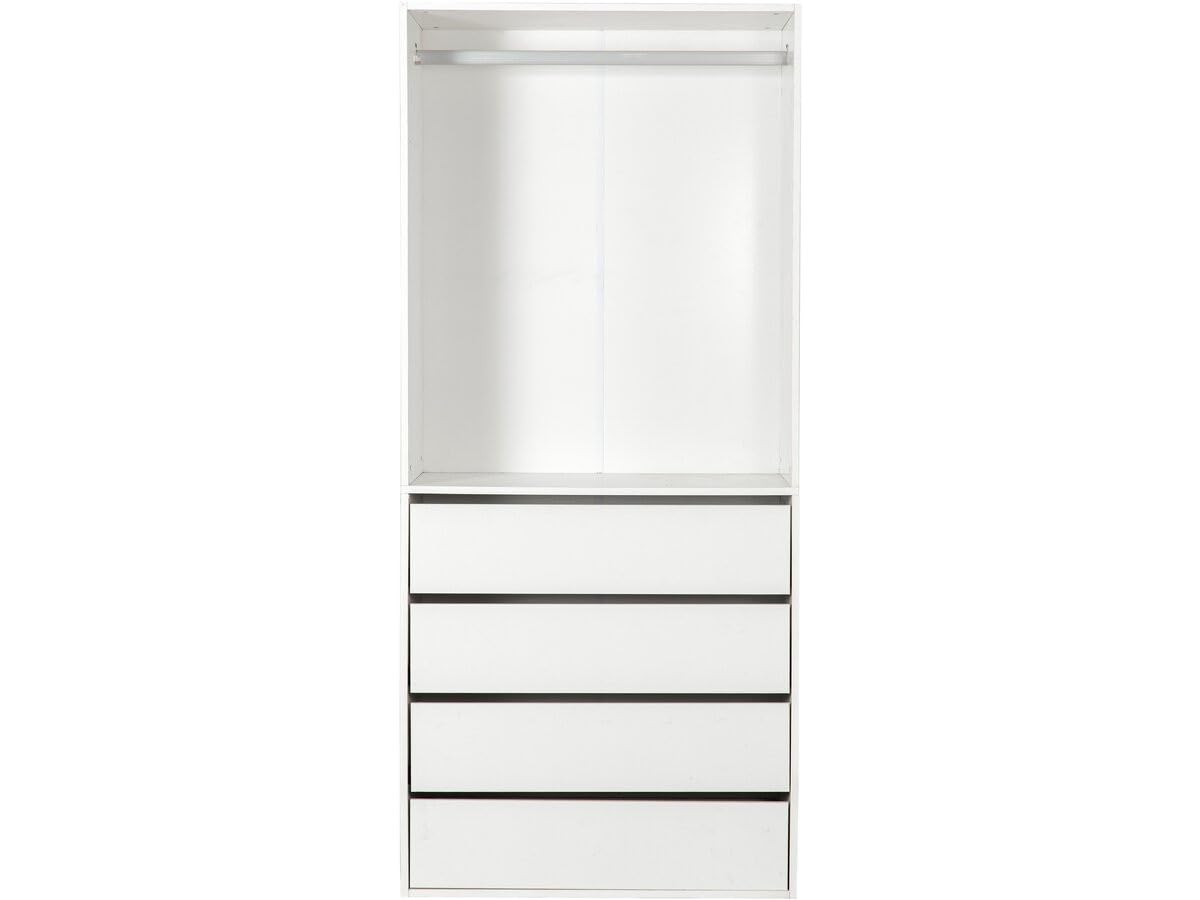 Armoire avec 4 tiroirs et 1 penderie Opéra - 80 x 45 x 180 cm - Blanc