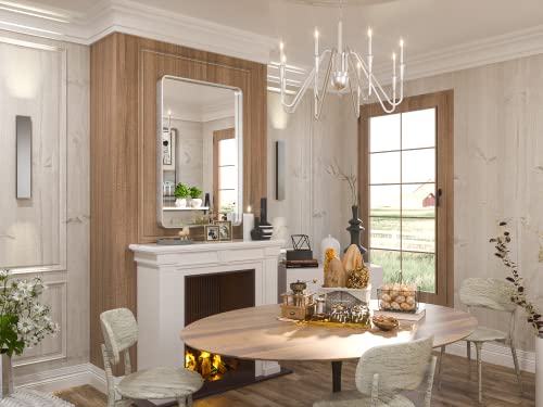 Tetote 24X36 Inch Vanity Mirror, Silver Trimmed Wall Mounted Mirrors, Brushed Nickel Rectangle Modern Metal Framed Mirror For Bathroom (Horizontal/Vertical) #TOP1