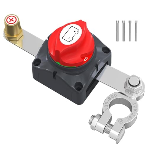 Image of Top Post Battery Disconnect Switch 12V-48V Battery Disconnect Switch 12 Volt Waterproof Cut Off Switch Positive On /Off for Marine Car RV Boat ATV UTV Vehicles