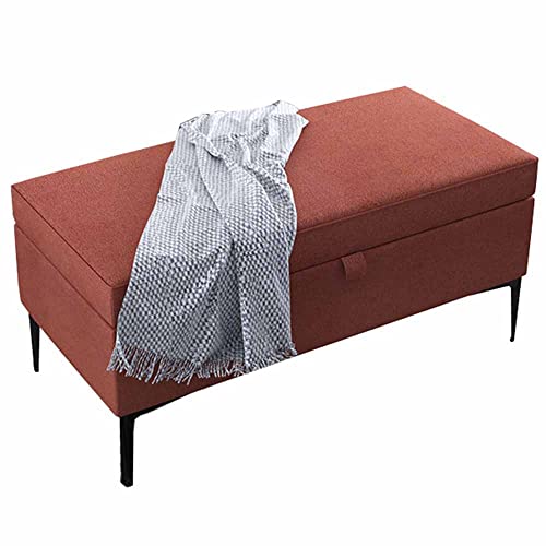 IBOWZ Puff Almacenaje, Banco otomano Plegable de Almacenamiento con reposapiés y Tapa elevable, Rectangular, de Tela, con Seguridad contra Incendios