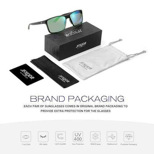 Image of Men's Polarized Sunglasses, Square Rubber Frame Carbon Fiber Temple Fishing Driving Sun Glasses UV Protection RFS8205