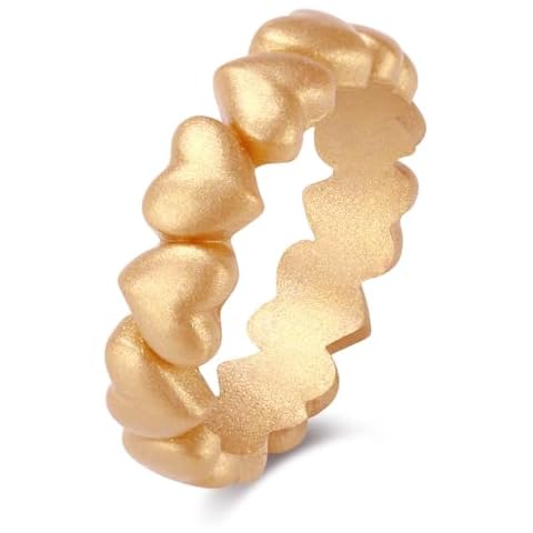GOLLEY Rings Stackable Heart Silicone Wedding Rings for Women – Hypoallergenic & Durabl Engagement Silicone Rings for Women, Comfortable Minimalist Wedding Band. (Gold, 10) Cover