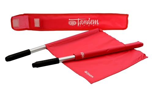 Tandem Sport Deluxe Red Linesman Flags - Referee Flags with Comfortable Soft Grip Handles - Volleyball and Soccer Referee Flags - Set of 2 with Carrying Bag