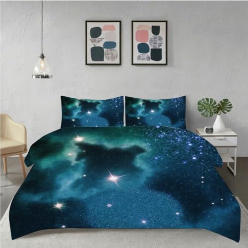Housse de couette 90x190 étoiles vertes microfibre douce lavable machine - 3