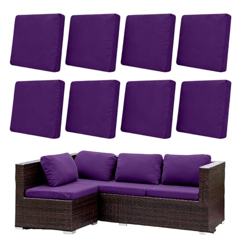 Morbuy 8 Pack Elastic Outdoor Cushion Covers, Water Resistant Garden Seat Cushion Covers, Replacement Patio Furniture Cushion Slipcovers for Rattan Corner Sofa (Dark Purple)