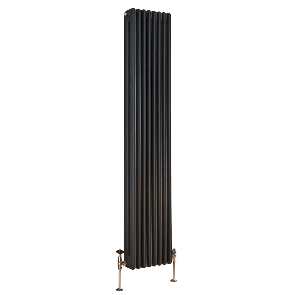 Milano Atticus Anthracite Cast Iron Style Vertical Double Column Radiator - 1800mm x 380mm