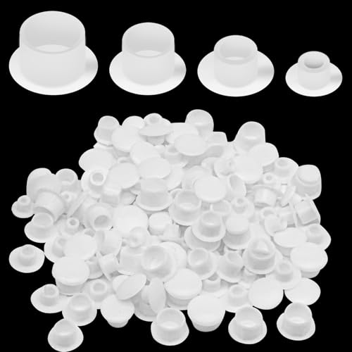 Image of 120Pcs 4Sizes Plastic Plugs for Round Holes, Round Plastic Plugs Insert Round Holes Plugs Knockout Locking Round Drill End Caps, Hole Plugs Plastic for Home Kitchen Cabinet Furniture Shelf