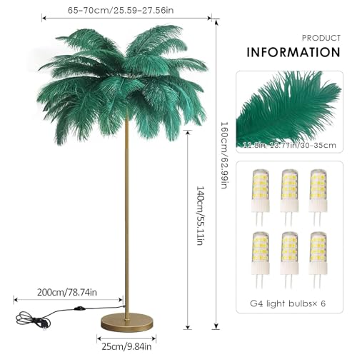 Lámpara de plumas para dormitorio de niña con luz suave LED G4 de rincón 7