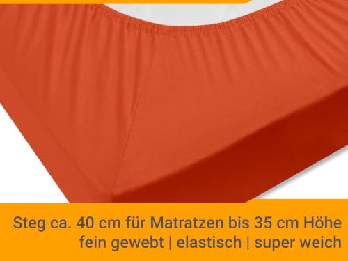npluseins Jersey Spannbetttuch Baumwolle, 200x220 cm, Kaminrot – Ansicht 5
