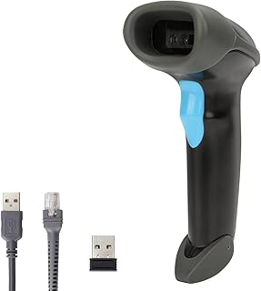 2D 1D 2.4G Wireless Bar Code Scanner Versatile 2 in 1 (Wireless+Wired) for Computers PC, UNIDEEPLY Automatic Barcode Reader Scanner 196 Feet Indoor Transmission Distance, QR PDF417 Scanning Gun, Black